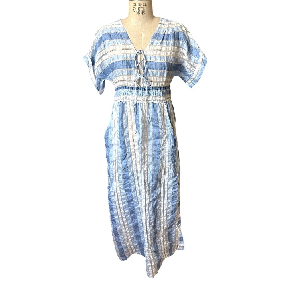 Calypso St. Barth Linen Blend Striped Maxi Cover-Up Size 0/ Small/ Medium